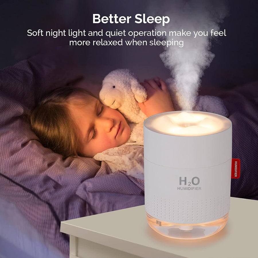 Portable Mini Humidifier – 500ml Ultrasonic Mist with Night Light