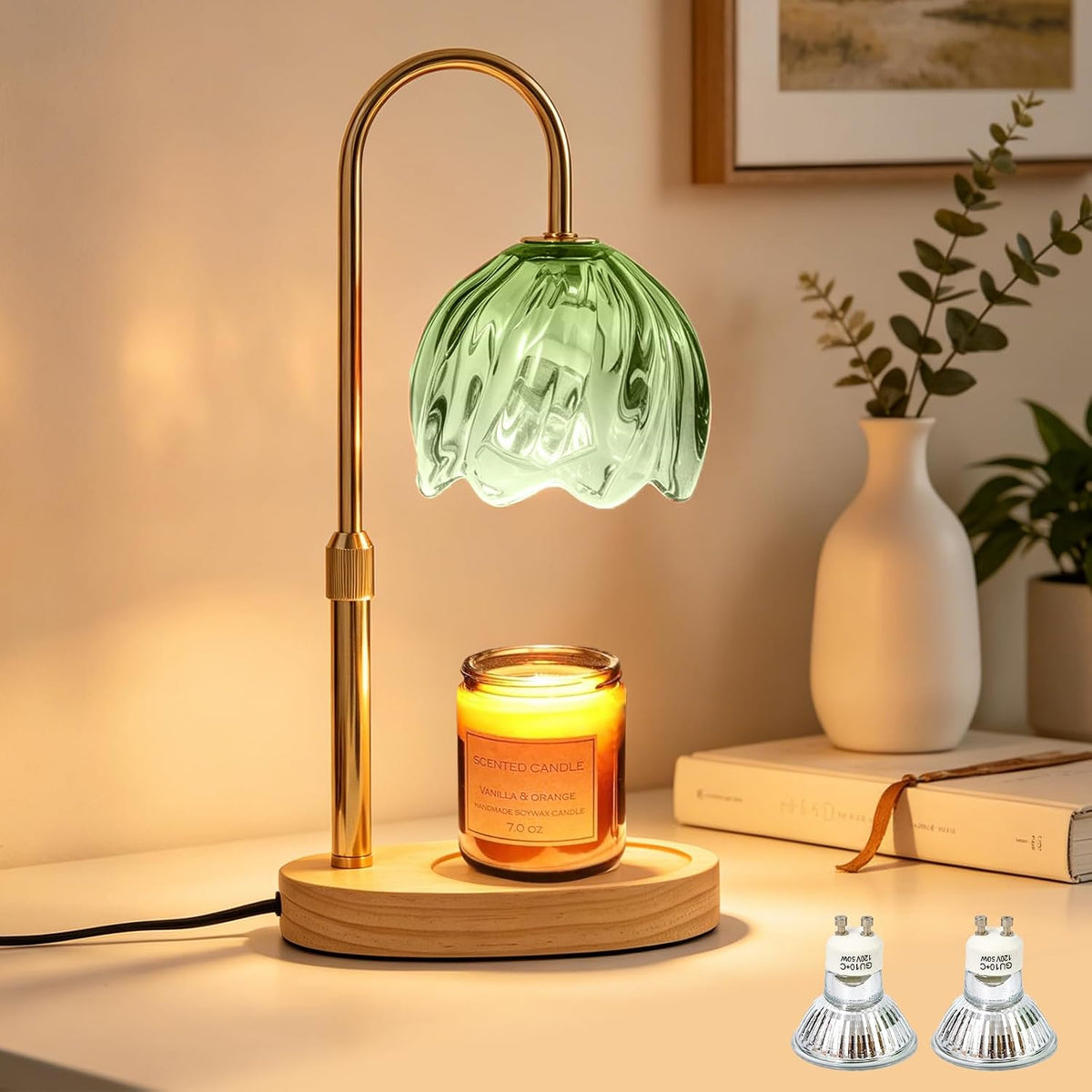Flower Candle Warmer Lamp with Timer, Dimmable, Adjustable Height