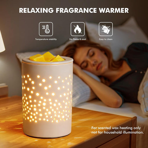 Ceramic Electric Wax Melt Warmer Candle Warmer Lamp Melt Wax Cube Melter Fragrance Warmer- Ideal Gift for Wedding, Spa and Aromatherapy