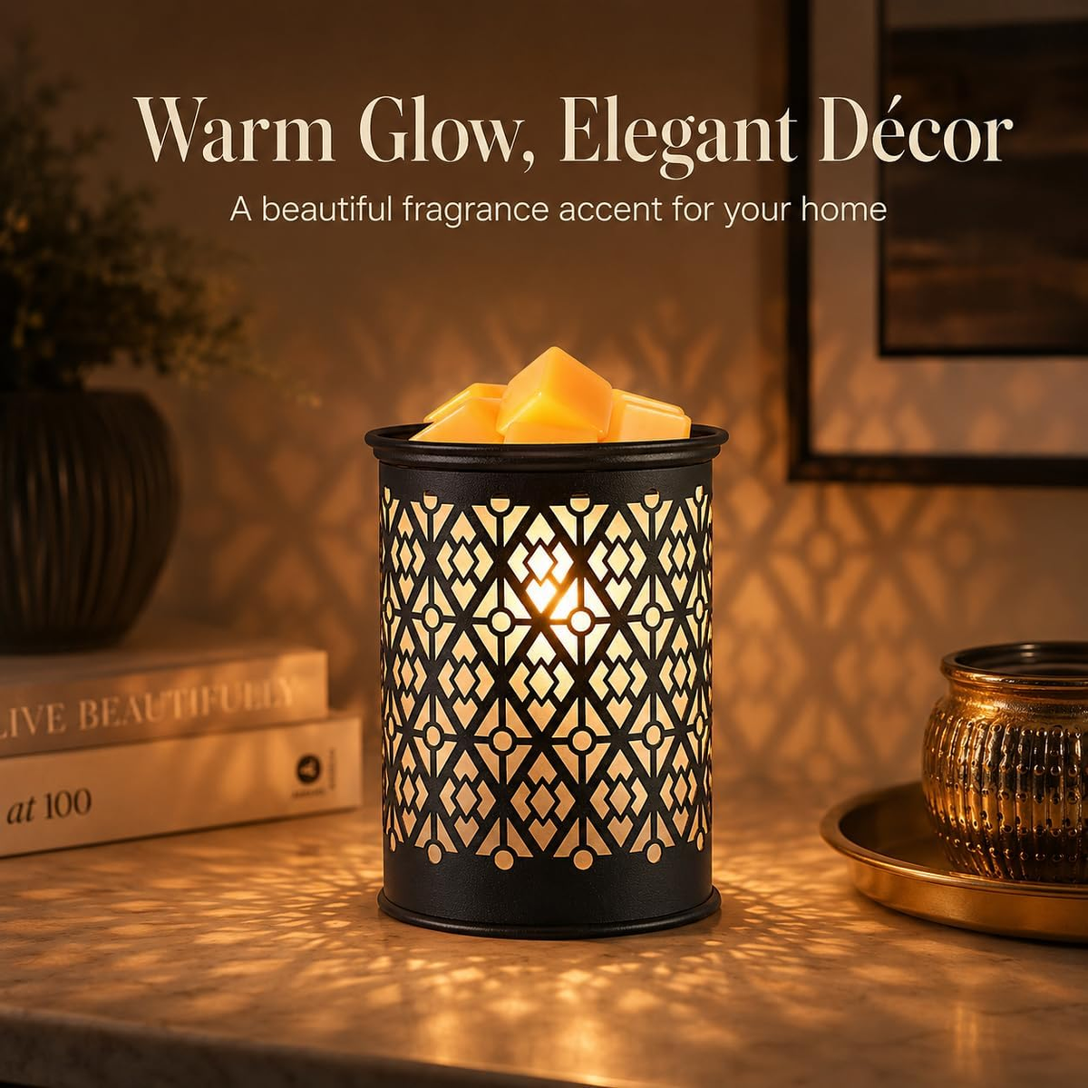 Metal Wax Warmer – Flameless Scented Wax Melter with Ambient Lighting