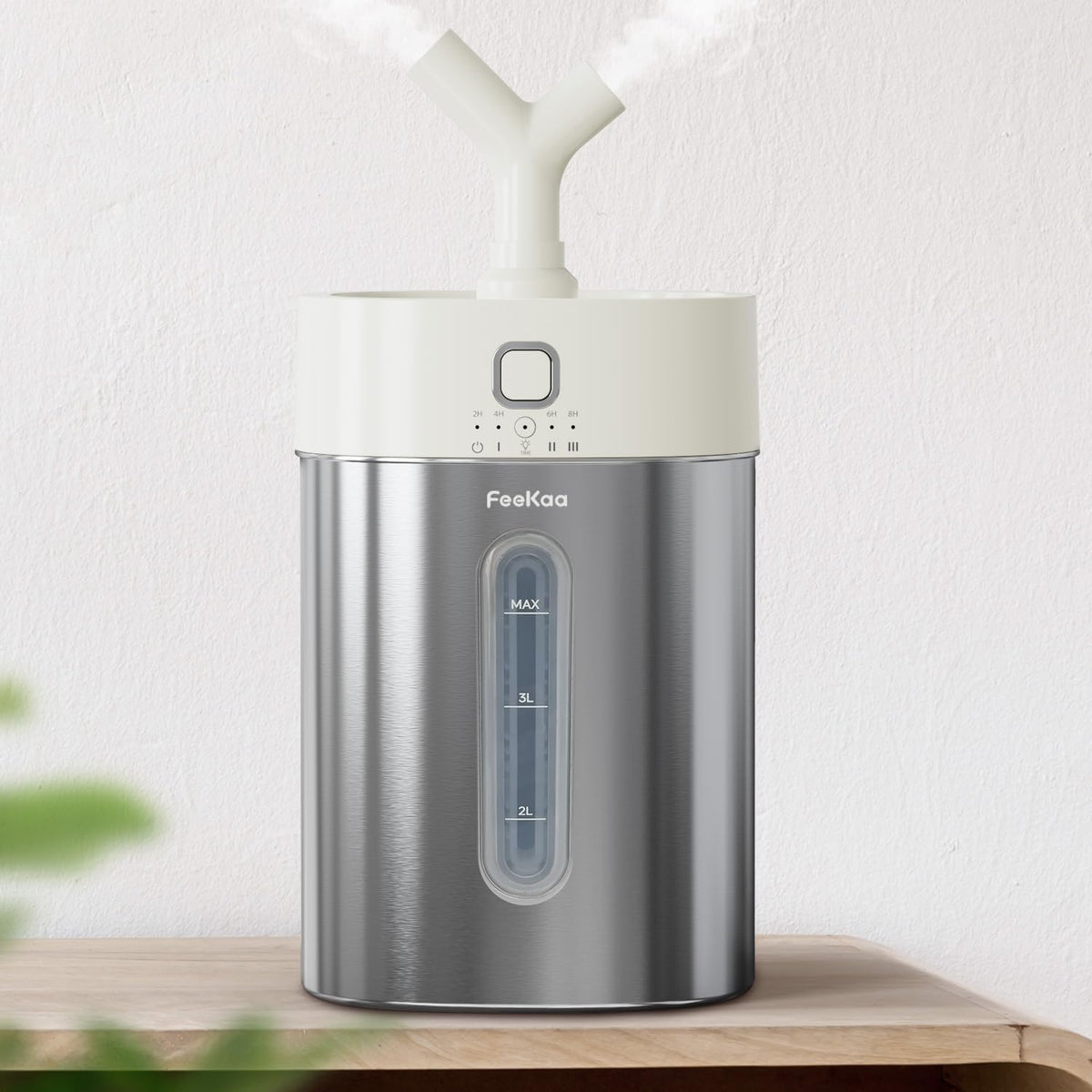 Stainless Steel Humidifier, 4L/1Gal Cool Mist Humidifiers for Bedroom up to 500 Sq Ft, Easy Clean Dishwasher Safe Humidifiers for Baby, Humidifier Large Room Nursery Living Room Office, White