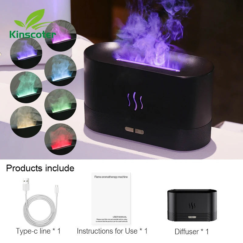 Transform Your Space with the Aroma Diffuser Air Humidifier - Ultrasonic Cool Mist Maker with LED Flame Effect