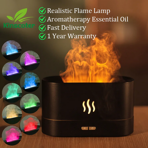 Transform Your Space with the Aroma Diffuser Air Humidifier - Ultrasonic Cool Mist Maker with LED Flame Effect
